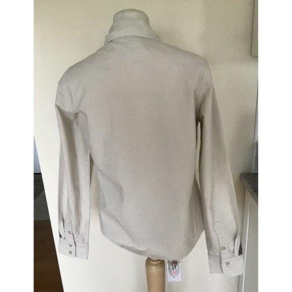 Harry Davidson Women’s Tan Striped Button Down Shirt Size Medium - Picture 3 of 5